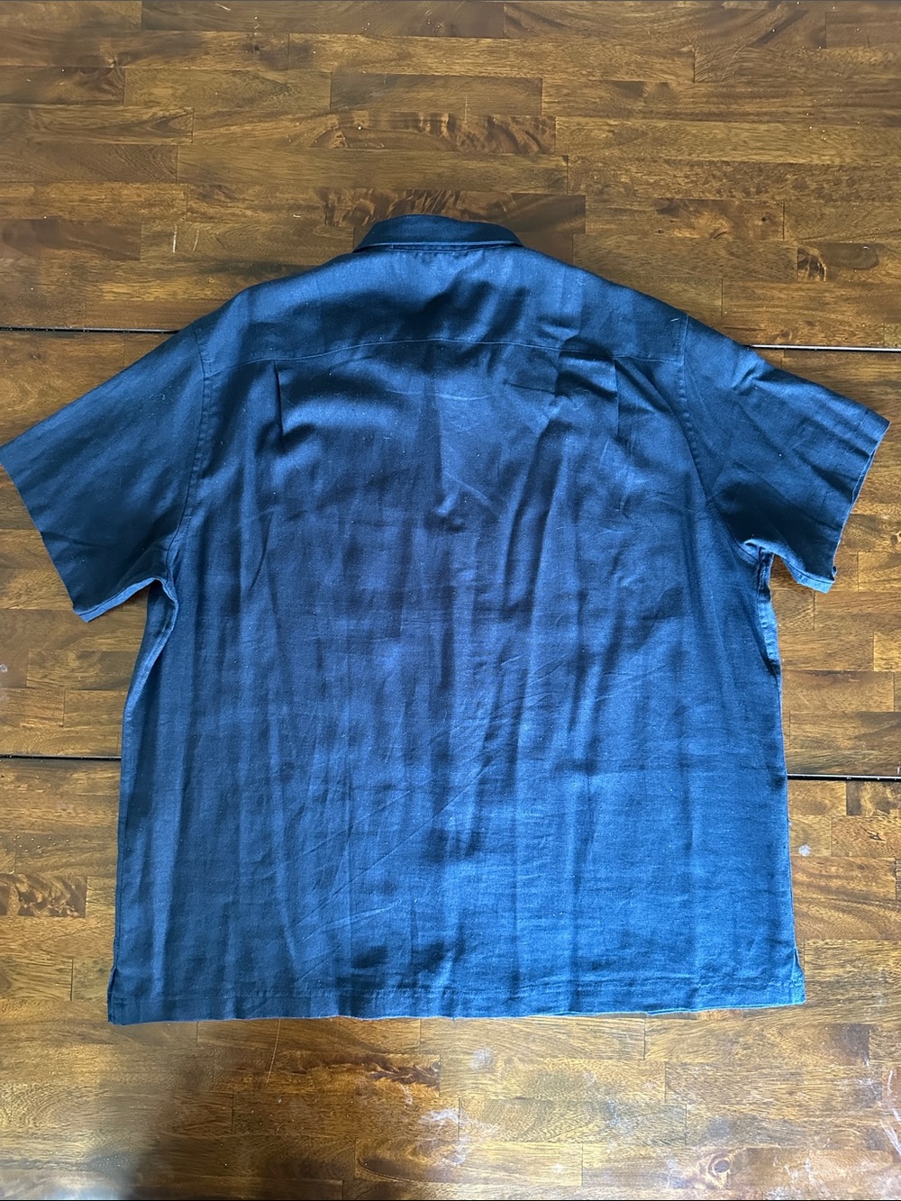 Scotch & Soda Navy Blue Havana Style Linen Blend Pleated Button Down Shirt XXL - Picture 4 of 16